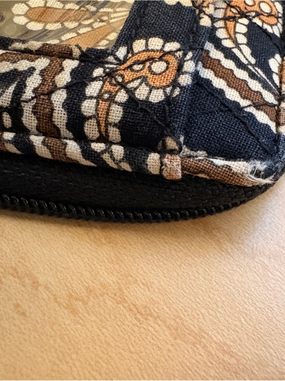 Vera Bradley Quilted Wristlet Wallet in Black, Brown and Cream Paisley - Picture 13 of 16